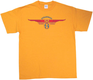 Stearman Wings logo on a Gold Tee Shirt