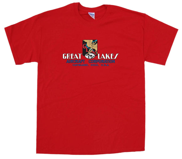 Great Lakes Aircraft logo on a Red Tee Shirt