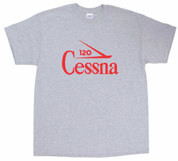 Cessna 120 (1940s) logo on a Sports Grey Tee Shirt