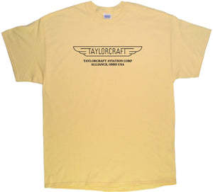 Taylorcraft logo on a Yellow Haze Tee Shirt