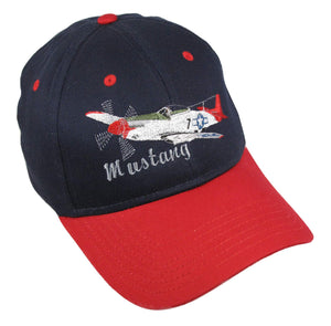 P-51D  Mustang (Red Tail) on a Navy/Red Cap
