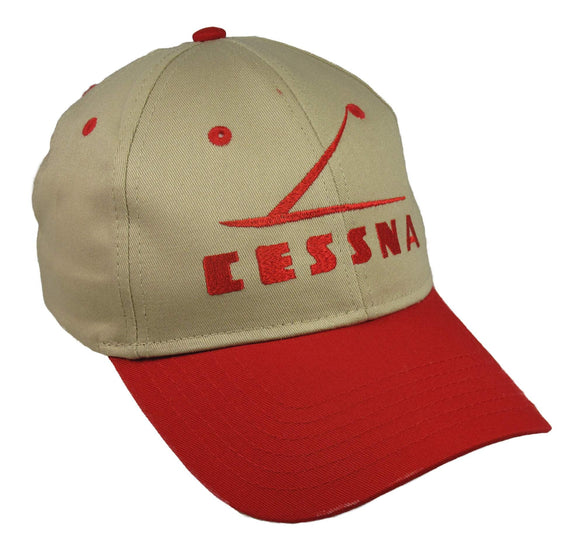 Cessna Logo - 1950's Stylized Bird on a Khaki/Red Cap
