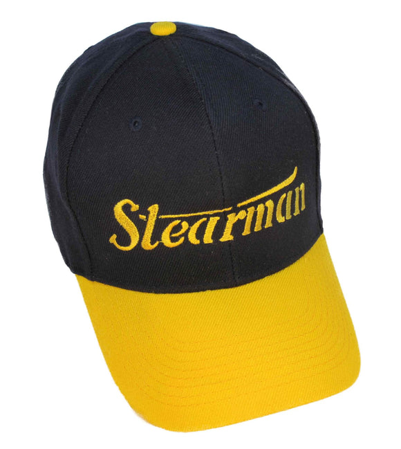 Stearman Logo Stencil on a Navy/Gold Cap