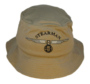 Stearman Logo Globe & Wings on a Khaki Cap (Bucket)