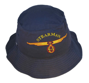 Stearman Logo Globe & Wings on a Navy Cap (Bucket)