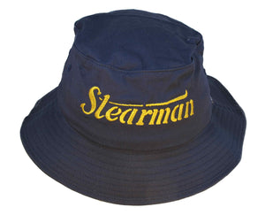 Stearman Logo Stencil on a Navy Cap (Bucket)