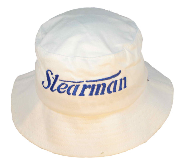 Stearman Logo Stencil on a White Cap (Bucket)