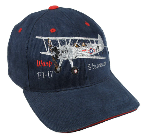 Stearman Airplane - PT-17 - WASP on a Navy/Red Cap
