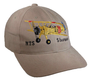 Stearman Airplane - N2S on a Khaki Cap