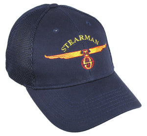 Stearman Logo Globe & Wings on a Navy Cap