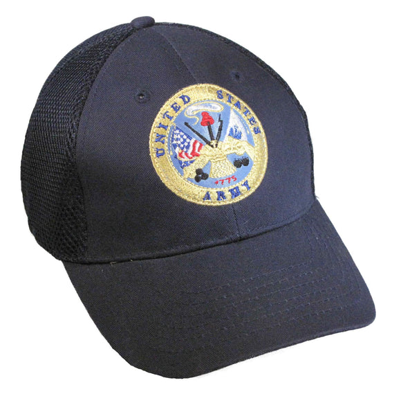 US Army Emblem on a Navy Mesh Cap