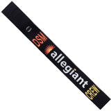 Allegiant Air DSM in White, Orange and Yellow on a Black Crew Tag