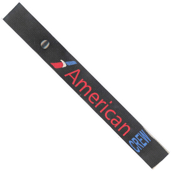 American Airlines  in Red, White and Blue on a Black Crew Tag