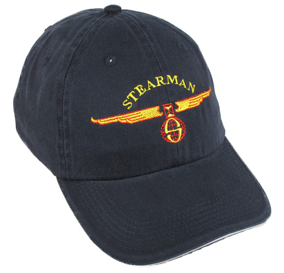 Stearman Logo Globe & Wings on a Navy/White Cap
