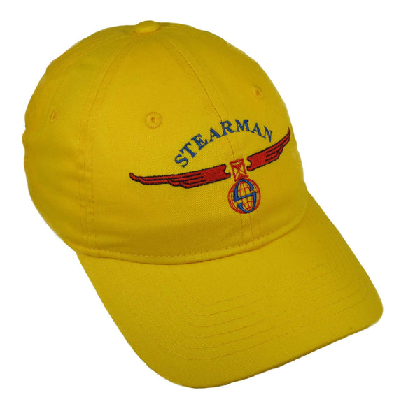 Stearman Logo Globe & Wings on a Yellow Cap
