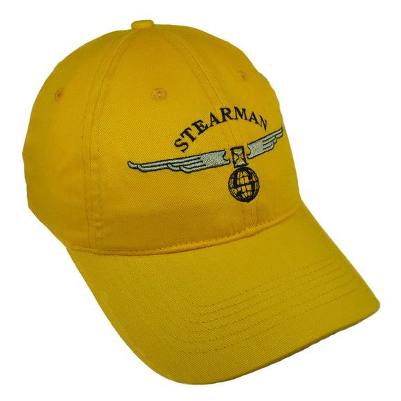 Stearman Logo Globe & Wings on a Yellow Cap