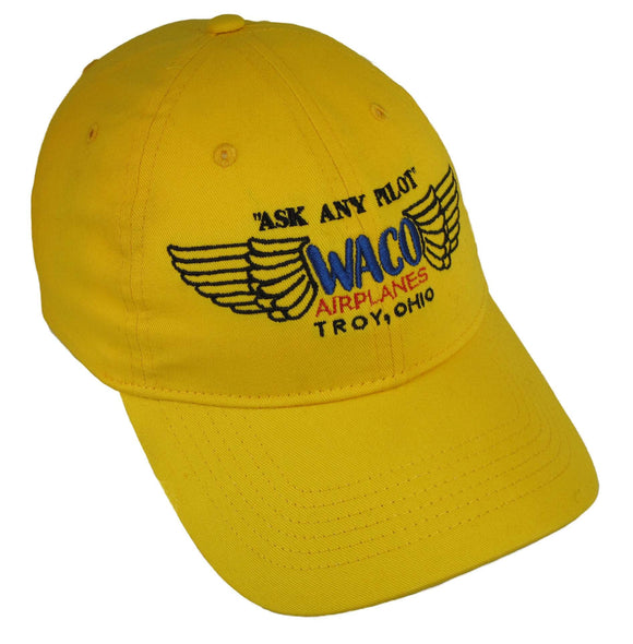 WACO Logo - Early - Ask Any Pilot on a Yellow Cap