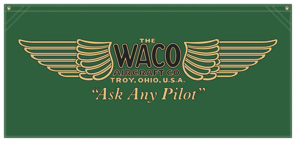 54 in. x 25 in. WACO Aircraft Co. - Cotton Banner