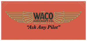 54 in. x 25 in. WACO Aircraft Co. - Cotton Banner