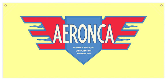 54 in. x 25 in. Aeronca Red White and Blue Logo - Cotton Banner