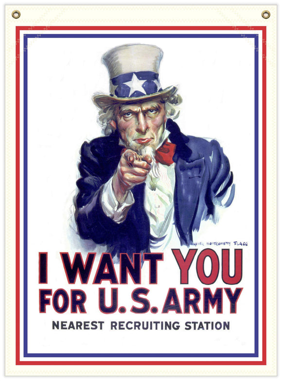 22 in. x 30 in. I Want You - WWI Recruiting - Cotton Banner