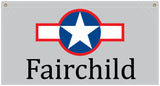36 in. x 19 in. Fairchild with Star and Bar Insignia - Cotton Banner