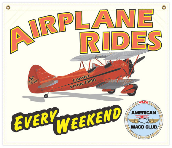 28 in. x 24 in. American WACO Club - Airplane Rides - Cotton Banner