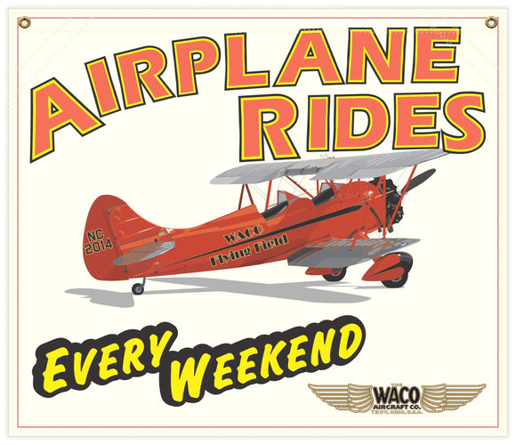 28 in. x 24 in. WACO - Airplane Rides - Cotton Banner