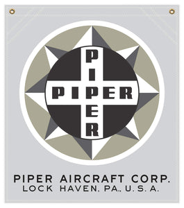 22 in. x 25 in. Piper Compass Logo - Cotton Banner - Colors: Silver with Multi-Color Logo