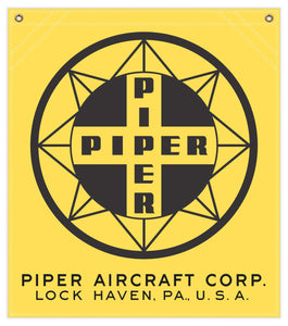 22 in. x 25 in. Piper Compass Logo - Cotton Banner - Colors: Yellow with Black Logo