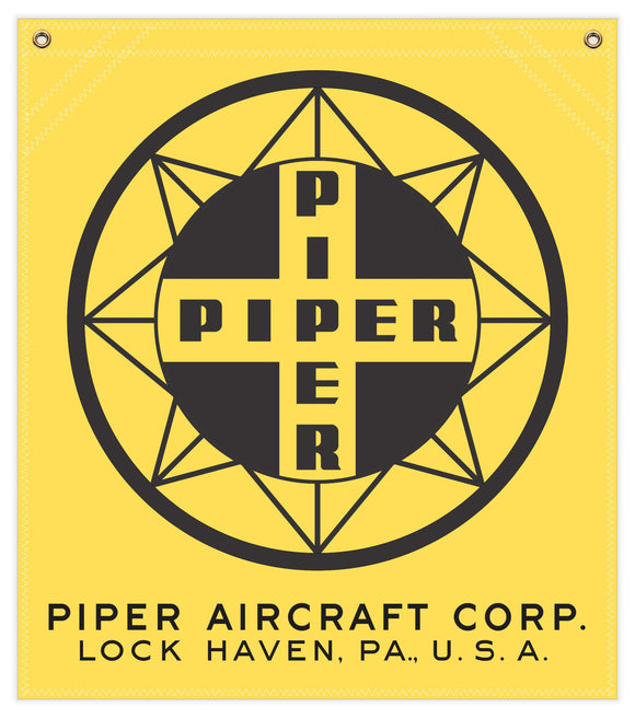 22 in. x 25 in. Piper Compass Logo - Cotton Banner - Colors: Yellow with Black Logo