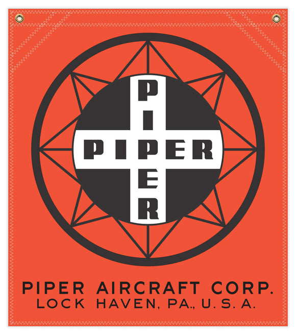 22 in. x 25 in. Piper Compass Logo - Cotton Banner - Colors: Red with Black and White Logo