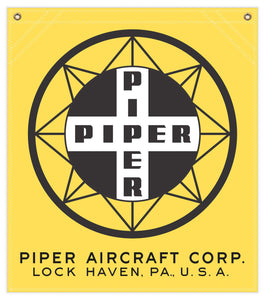 22 in. x 25 in. Piper Compass Logo - Cotton Banner - Colors: Yellow with Black and White Logo