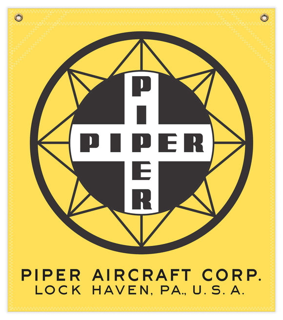 22 in. x 25 in. Piper Compass Logo - Cotton Banner - Colors: Yellow with Black and White Logo