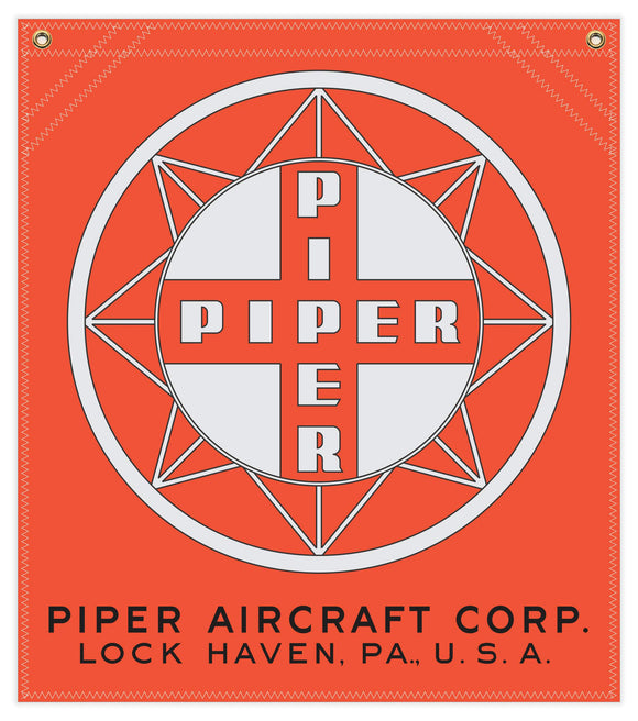 22 in. x 25 in. Piper Compass Logo - Cotton Banner - Colors: Red with Silver and Black Logo
