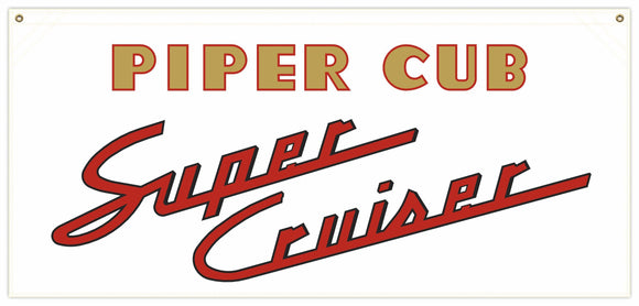54 in. x 25 in. Piper Super Cruiser Logo - Cotton Banner - Colors: Red with Black and Yellow Logo
