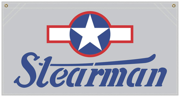 36 in. x 19 in. Stearman Stencil with Star and bar Insignia - Cotton Banner
