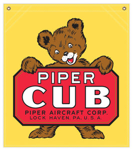 22 in. x 25 in. Piper Cub - Cotton Banner - Colors: Yellow with Multi-Color Logo
