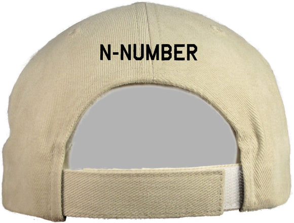 Have an N-Number Embroidered on the back of a cap.