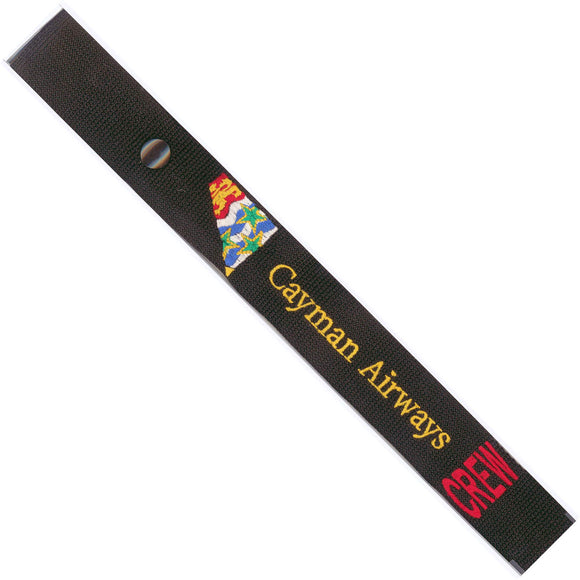 Cayman Airways  in Multi Colors on a Black Crew Tag
