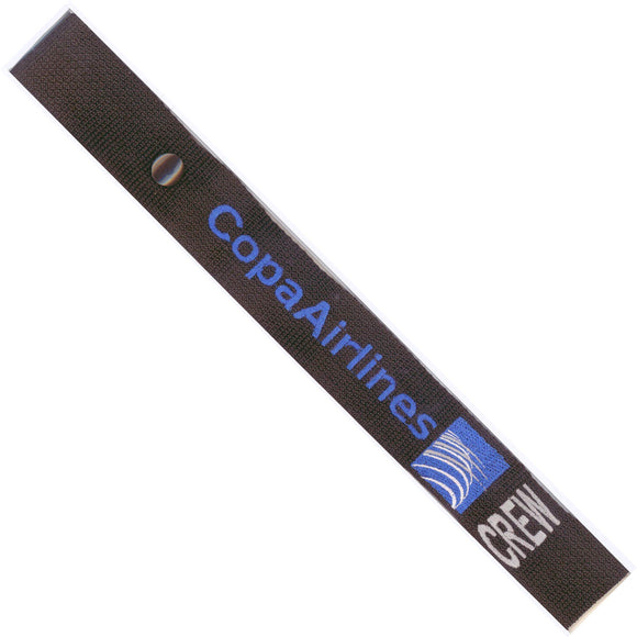 Copa Airlines  in Blue, White and Grey on a Black Crew Tag