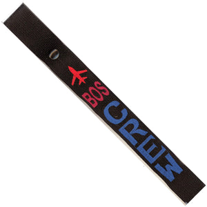 BOS - Blue Crew - Airplane in Red on Black Bag Tag