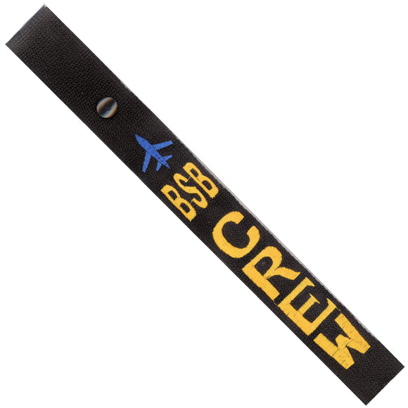BSB - Gold Crew - Airplane in Blue on Black Bag Tag