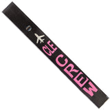 CLE - Pink Crew - Airplane in Silver on Black Bag Tag