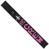 NYC - Pink Crew - Airplane in Silver on Black Bag Tag