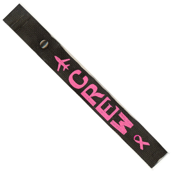 Crew - Cancer Ribbon - Airplane in  on Black Bag Tag
