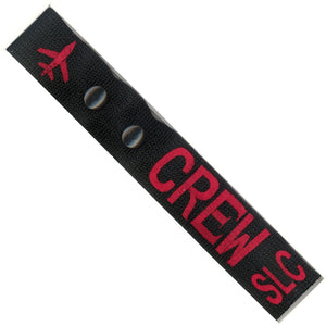SLC - Red Short Crew - Airplane in Red on Black Bag Tag