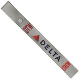 Delta Airlines DTW in Blue, Dk. Red and Lt. Red on a Silver Crew Tag