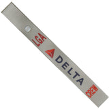 Delta Airlines LGA in Blue, Dk. Red and Lt. Red on a Silver Crew Tag
