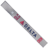 Delta Airlines SLC in Blue, Dk. Red and Lt. Red on a Silver Crew Tag